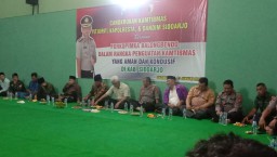Anggota Koramil 0816/10 Balongbendo ikuti cangkruan Bersama Forkopimka