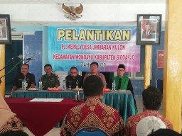 Danramil 0816/13 Wonoayu hadiri pelantikan 2 Pj Kades di wilayah Wonoayu