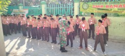 Koramil 0816/14 Taman Laksanakan Pemberian Materi Wawasan Kebangsaan dan PBB di SMP BAHAUDIN