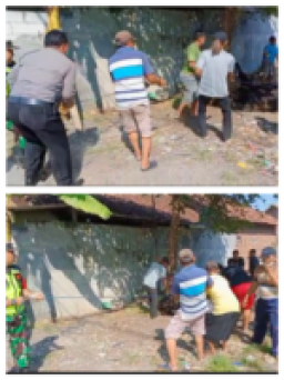 Babinsa Serda Sai’in dan Bhabinkamtibmas Desa Kemiri, Bantu Sembelih Hewan Kurban di RT 07