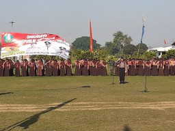 Anggota koramil 0816/10 Balongbendo ikuti Upacara penurunan bendera