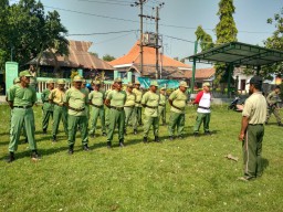 Babinsa Ramil 0816/11 Tarik Melatih Linmas PBB di Desa Mindu Gading