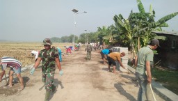 Kodim 0816 Sidoarjo bersama satgas TMMD Bangun infatruktur jalan
