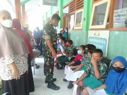 Puskesmas Bersama Koramil Jabon Laksanakan Vaksin Covid Usia 6-11 Thn