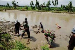 Anggota Ramil 07 Krembung Laksanakan Giat Karya Bhakti di Ds.Cangkring