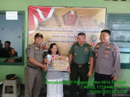 Penyaluran Bantuan Tunai Pangan disalurkan oleh Koramil Jajaran Kodim 0816/Sidoarjo
