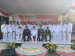 Plh. Danramil 0816/12 Prambon bersama tiga pilar hadiri Upacara Proklamasi HUT Kemerdekaan RI ke 77