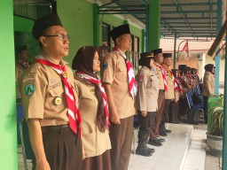 Semangat Pramuka, Serka Suyanto Hadiri Apel Besar Hari Pramuka ke-63 di Kecamatan Candi