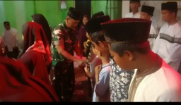 Danramil 0816/06 Tanggulangin Hadiri Pengajian dan Santunan Anak Yatim di Desa Ngaban