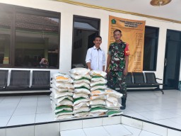 Peduli Sesama, Babinsa Koramil 0816/Candi Dampingi Warga Terima Bantuan Beras