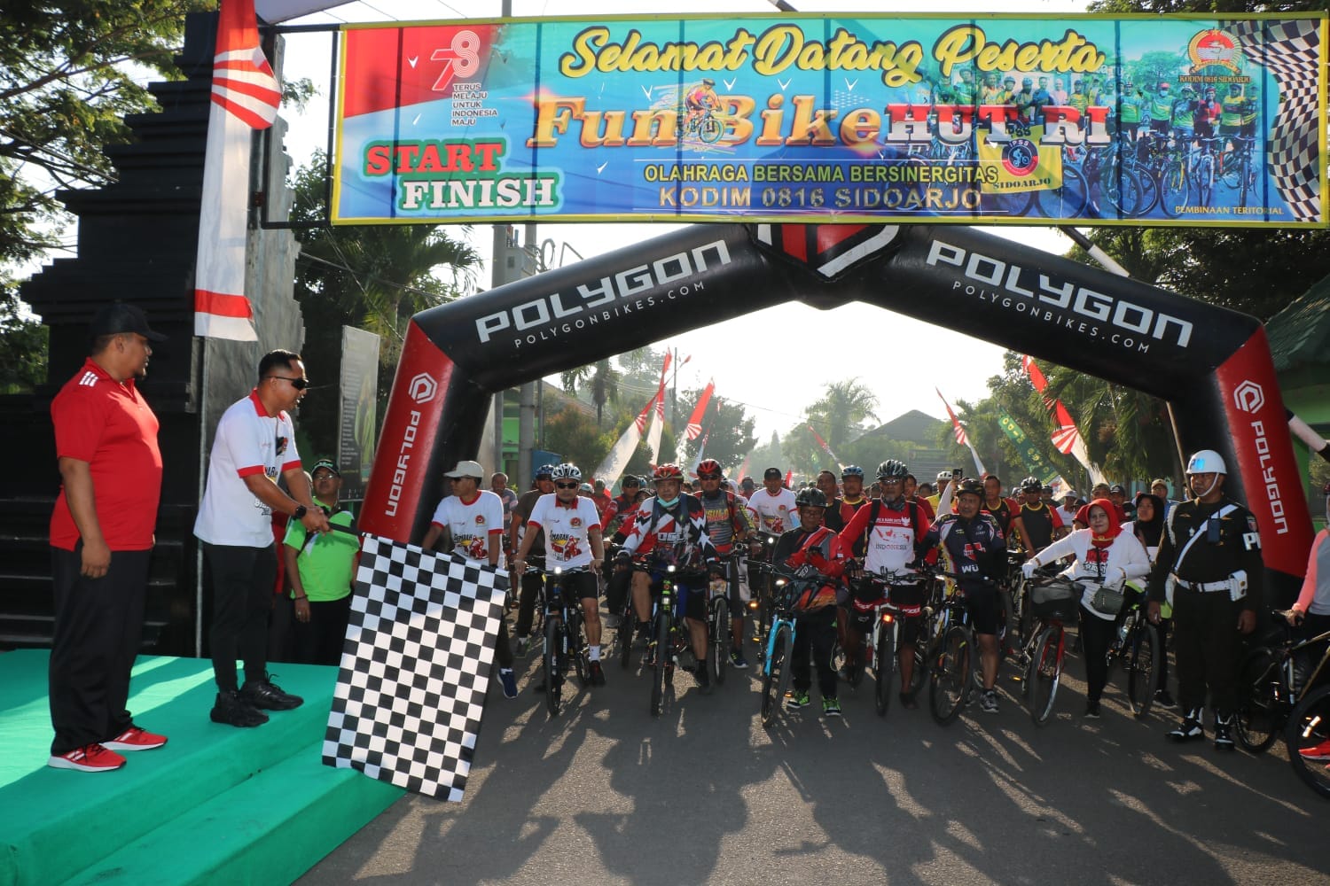 Semarak Funbike Kodim 0816/Sidoarjo memeringati HUT Kemerdekaan Republik Indonesia ke 78 