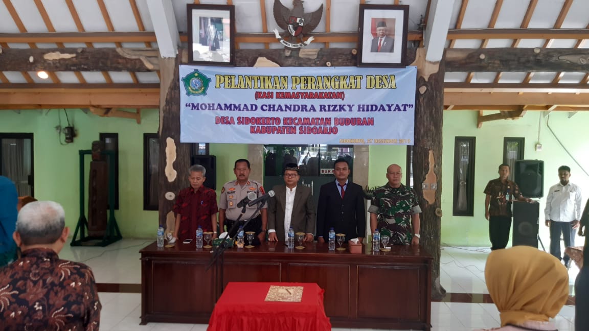 Danramil 0816/03 Buduran hadiri Pelantikan Kaurkesra Desa Sidokerto
