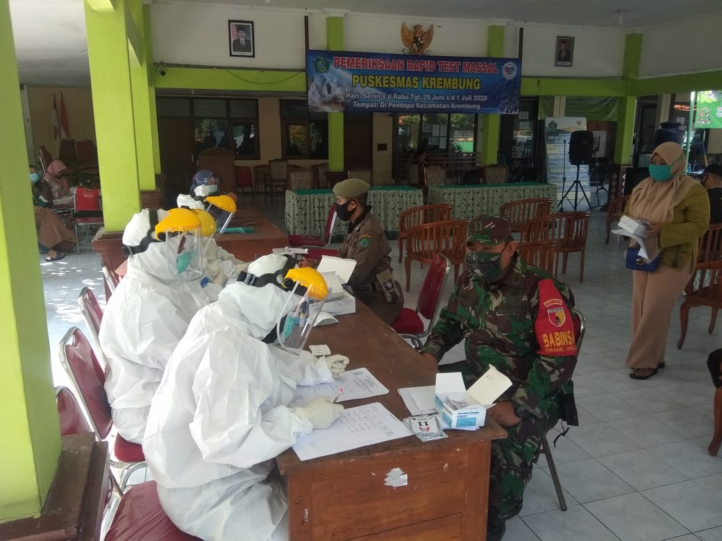 Anggota Ramil0816/07 Krembung Laksanakan Rapid test di Pendopo