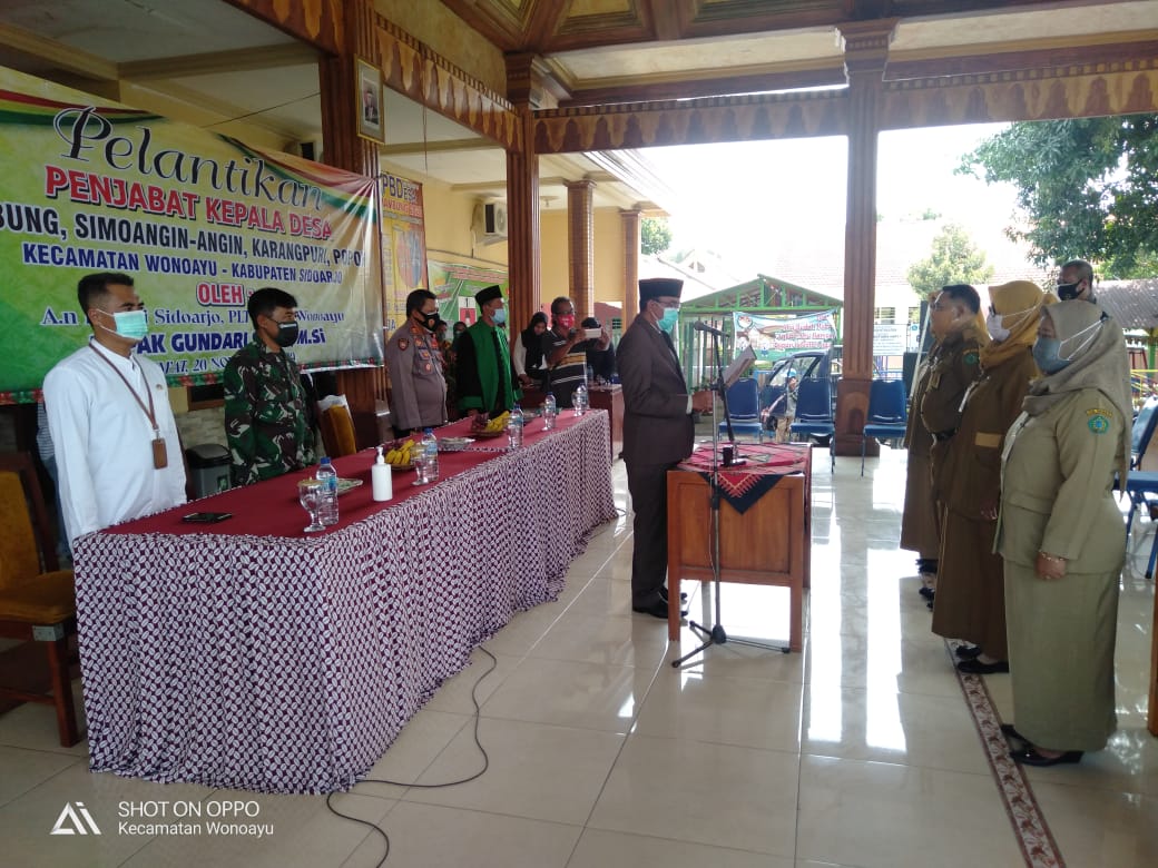 Bati Tuud Koramil 0816/13 Wonoayu Hadiri Pelantikan Pj kades Wonoayu