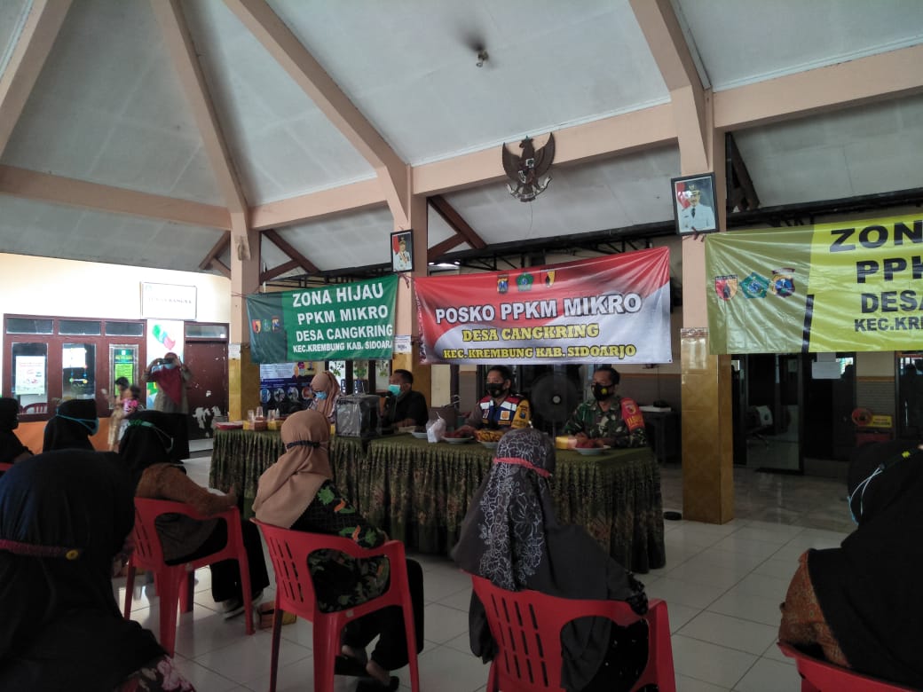 Babinsa desa Cangkring, Kandangan ikut Hadiri Sosialisasi PPKM Mikro